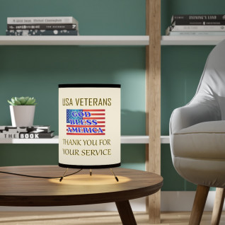 USA Veterans - Thank You for Your Service - Tripod Lamp with High-Res Printed Shade, US\CA plug