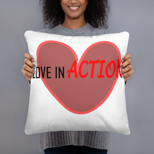Love in Action with Heart Basic Pillow