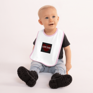 Love Does - Embroidered Baby Bib - For Boys & For Girls